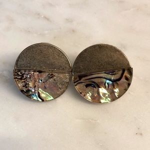 NEW Robert Lee Morris Geometric Abalone Vintage Stud Eighties Style Earring Gold